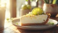 The Perfect Traditional Key Lime Pie Slice With Graham Cracker Crust, Whipped Cream and Lime Zest Royalty Free Stock Photo