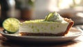 The Perfect Traditional Key Lime Pie Slice With Graham Cracker Crust, Whipped Cream and Lime Zest Royalty Free Stock Photo