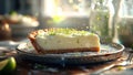 The Perfect Traditional Key Lime Pie Slice With Graham Cracker Crust and Lime Zest Royalty Free Stock Photo