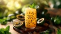 A Stunning Exotic Passion Fruit Caipirinha With Seeds Royalty Free Stock Photo