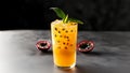 A Stunning Exotic Passion Fruit Caipirinha With Seeds Royalty Free Stock Photo