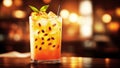 A Stunning Exotic Passion Fruit Caipirinha With Seeds Royalty Free Stock Photo