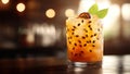A Stunning Exotic Passion Fruit Caipirinha With Seeds Royalty Free Stock Photo