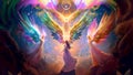 Group of Religious Holy Angelic Women With Colorful Wings and Dresses (Catholic Church Angels) Royalty Free Stock Photo