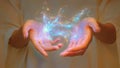 Cosmic Hands Emitting a Mysterious Cosmic Power and Spiritual Energy (Energy and Reiki Healing) Royalty Free Stock Photo