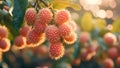 Fresh, Juicy, Refreshing, Delicious, Sweet Lychees Fruits Growing on a Tree Royalty Free Stock Photo