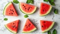 Fresh, Juicy, Refreshing, Delicious, Sweet Watermelon Fruit Slices Royalty Free Stock Photo