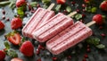 Delicious, Refreshing, Tangy and Creamy Pink Fruity Strawberry Yoghurt Popsicles (Summer Popsicles!) Royalty Free Stock Photo