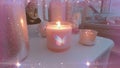 Feminine Girly Mystic Spiritual Pink Candles Covered in Glitters, Shimmers and Sparkles (Scented Candle) Royalty Free Stock Photo