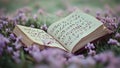 A Classical Music Book With Beautiful Melodies Lying on a Gorgeous Lavender Field Royalty Free Stock Photo