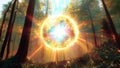 A Divine Celestial Iridescent Orb in the Middle of an Enchanted Forest Royalty Free Stock Photo