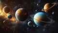 Realistic Science Fiction Planets in a Cosmic Space Background With Twinkling Stars, Constellations, Nebulas Royalty Free Stock Photo