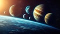 Realistic Science Fiction Planets in a Cosmic Space Background With Twinkling Stars, Constellations, Nebulas Royalty Free Stock Photo