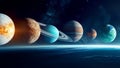 Realistic Science Fiction Planets in a Cosmic Space Background With Twinkling Stars, Constellations, Nebulas Royalty Free Stock Photo