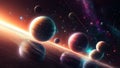Realistic Science Fiction Planets in a Cosmic Space Background With Twinkling Stars, Constellations, Nebulas Royalty Free Stock Photo