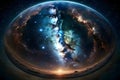 Stunning Cosmic Vista Earthlike Planet Starry Sky Galactic Core Royalty Free Stock Photo