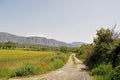 A stunning country side view of the trees and fields with the Turkish mountains in the background