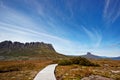 The stunning Cradle Mountain and Barnes Bluff Royalty Free Stock Photo