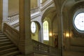 Stunning craftsmanship in stone stairway leading people to different levels,The Louvre,Paris,France,2016