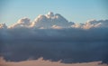 Beautiful cumulonimbus stormy rain cloud formations in Summer sunset sky with dramatic moody color and texture Royalty Free Stock Photo