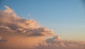 Beautiful cumulonimbus stormy rain cloud formations in Summer sunset sky with dramatic moody color and texture Royalty Free Stock Photo