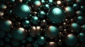 Stunning 3d background, turquoise and chocolate spheres, honeycombs. Generative Ai