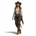 Stunning 3d Female Cowboy: Photorealistic Rendering In 8k Resolution