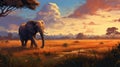 Stunning 2d Game Art: Majestic White Elephant In African-inspired Landscape