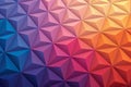 Stunning 3D geometric background featuring a vibrant gradient of faceted diamond shapes. Royalty Free Stock Photo