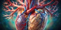 3D Medical Visualization of the Heart and Abdominal Aorta Detailed Anatomy via MIP Technology with TiltShift Effect Royalty Free Stock Photo