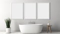 Stunning 3d Mockup Of A Monochromatic Minimalist White Bathroom