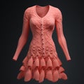 Exquisite 3d Printed Pink Dress For Women