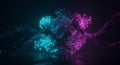 Abstract cyber knot of glowing cyan and magenta fibers Royalty Free Stock Photo