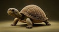 A Fluffy Tortoise: 3D Render of a Unique and Adorable Creature with a Luxurious Fur-like Shell Royalty Free Stock Photo