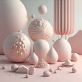 stunning 3D render futuristic background in pale pink-pistachio colors for branding and advertisment fashion or cosmetic product.