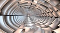 Abstract Metallic Tunnel Silver Chrome 3D Render Futuristic Design Architecture Background
