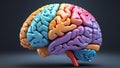 Exploring the Intricacies of the Human Brain: A Detailed 3D Render of Neural Pathways and Cognitive Functionality