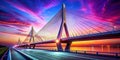 Stunning 3D Render of a Modern CableStayed Bridge Overpass Showcasing Innovative Urban Infrastructure Design and Scenic Royalty Free Stock Photo