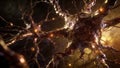 Glowing 3D Neuron with Intricate Dendrites Royalty Free Stock Photo