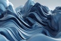 Stunning 3D Render: Powder Blue and Deep Navy Twisted Waves in Minimalist Industrial Desig