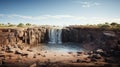 Stunning 3d Render Of A Waterfall In The Sahara Desert