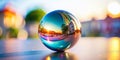 Stunning 3D Rendered Abstract Sphere Deformed Geometry Glossy Surface and a Subtle TiltShift Effect on a Clean White