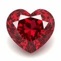 Luxurious Brilliant Red Heart-Shaped Ruby Gemstone on White Background Royalty Free Stock Photo
