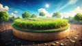 Stunning 3D Rendered Soil CrossSection Realistic Grassy Terrain Embedded Rocks and Bokeh Effect Royalty Free Stock Photo