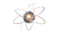 Stunning 3D Rendering of an Atom Showing Orbiting Electrons and a Glowing Nucleus Royalty Free Stock Photo