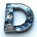 3D Metallic Letter D Ice Texture Chrome Alphabet Graphic Design Element AI generated. Royalty Free Stock Photo