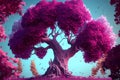 A Whimsical 3D Rendering of a Big Magic Tree in a Fairy Tale Background