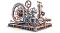 A stunning 3D rendering of an industrial machinery setup designed in the shape of gears for oil production, elegantly displayed on Royalty Free Stock Photo