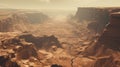 Stunning 3d Rendering Of Post-apocalyptic Canyon In Warm Tones