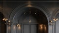 Elegant Dark Interior Design with Archways and Gold Accents Royalty Free Stock Photo